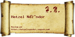 Hetzel Nándor névjegykártya